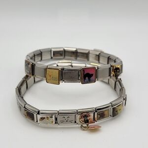 Y2K Stainless Steel Italian Charm Stretchy Bracelet Cat Themed